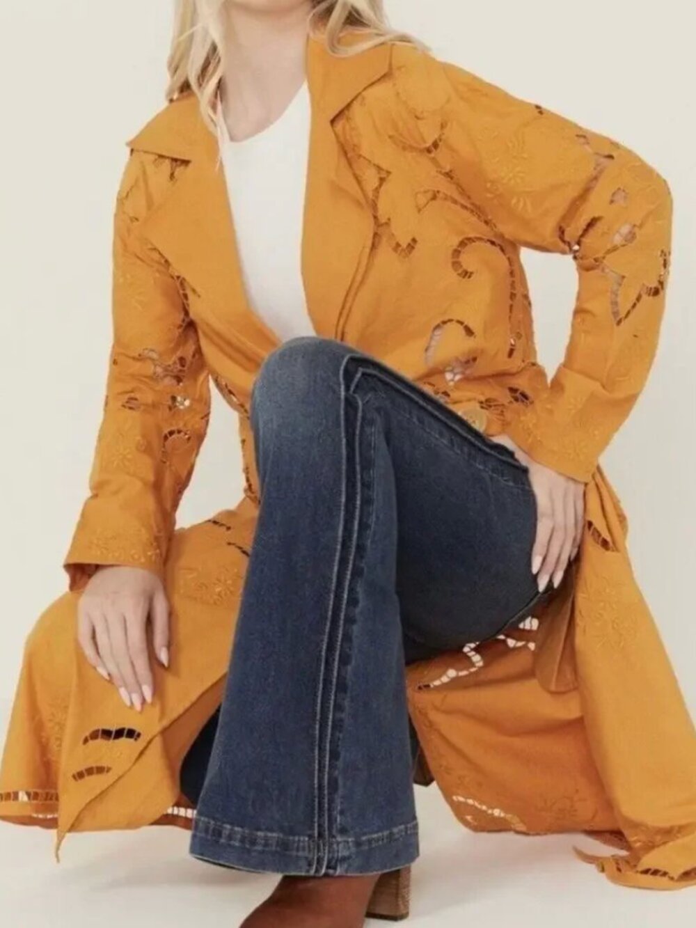 FREE PEOPLE SUZANNA DUSTER IN LIGHT BROWN
